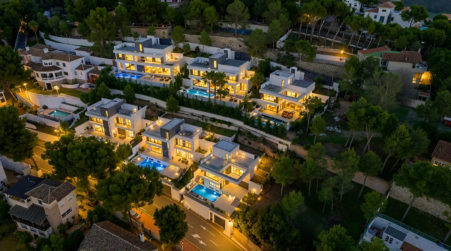 Villa estate aerial view